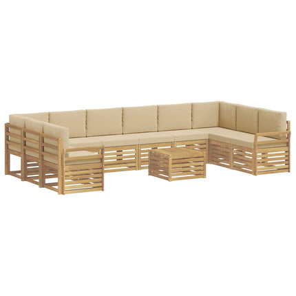 Udendørs sofagruppe 11 pcs Hvid og Beige 59 x 59 x 37 cm