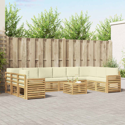 Udendørs sofagruppe 11 pcs Hvid og cremefarvet 59 x 59 x 37 cm