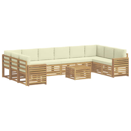 Udendørs sofagruppe 11 pcs Hvid og cremefarvet 59 x 59 x 37 cm