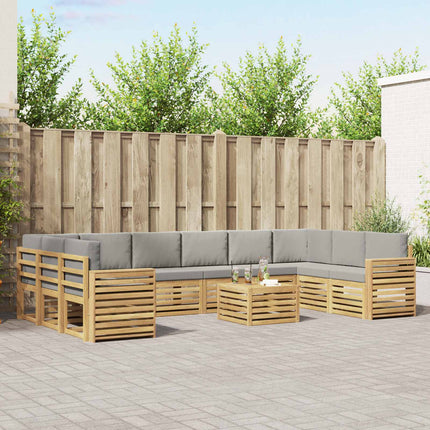 Udendørs sofagruppe 11 pcs Hvid og lysegrå 59 x 59 x 37 cm