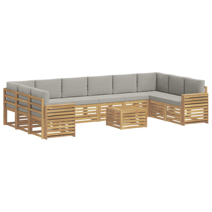 Udendørs sofagruppe 11 pcs Hvid og lysegrå 59 x 59 x 37 cm
