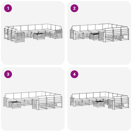 Udendørs sofagruppe 11 pcs Hvid og antracit 59 x 59 x 37 cm