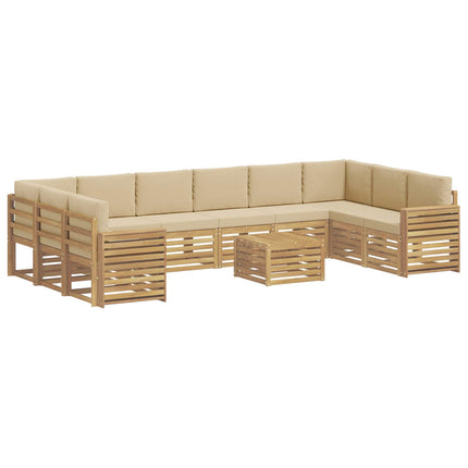 Udendørs sofagruppe 11 pcs Hvid og Beige 59 x 59 x 37 cm