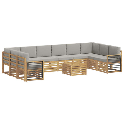 Udendørs sofagruppe 11 pcs Hvid og lysegrå 59 x 59 x 37 cm