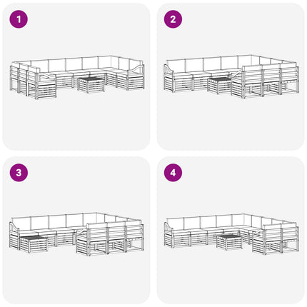 Udendørs sofagruppe 11 pcs Hvid og cremefarvet Polyester