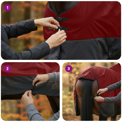Hestetæppe Mørk Grøn og Sort 75 cm Polyester