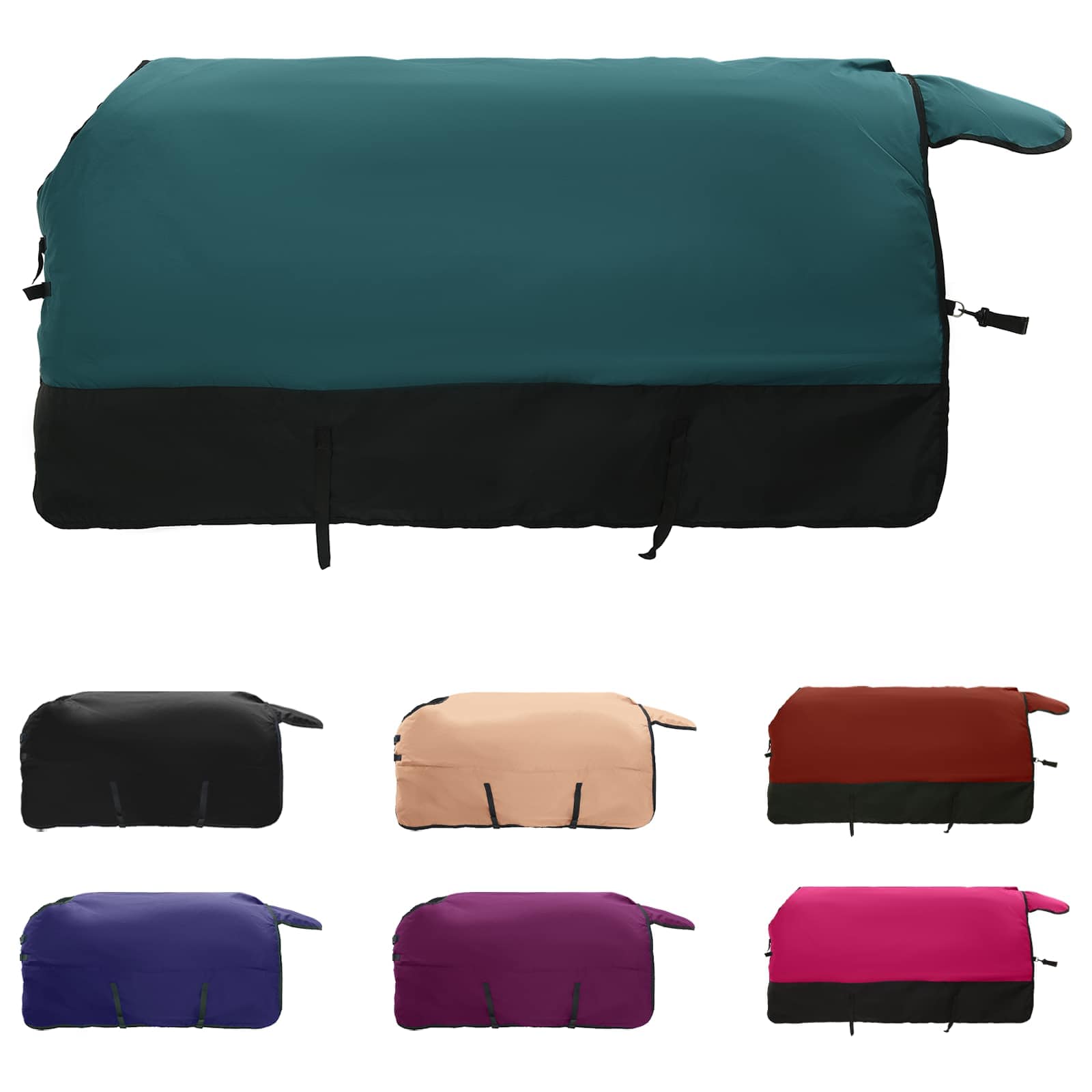 Hestetæppe Mørk Grøn og Sort 115 cm Polyester