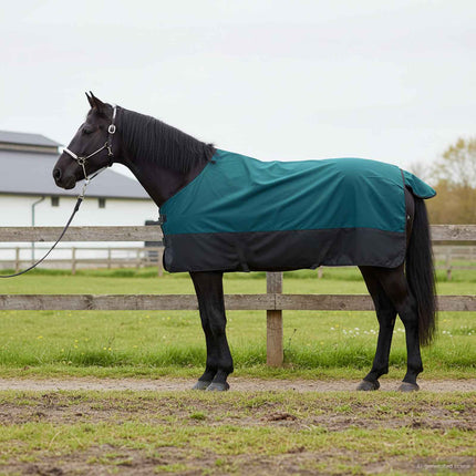Hestetæppe Mørk Grøn og Sort 155 cm Polyester