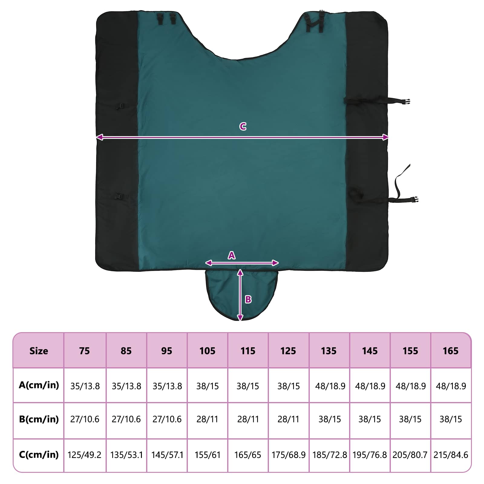 Hestetæppe Mørk Grøn og Sort 165 cm Polyester