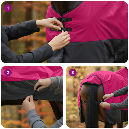 Hestetæppe Pink og Sort 145 cm Polyester