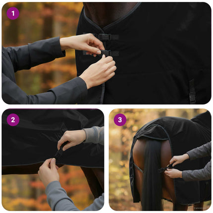 Hestetæppe Mørk Grøn og Sort 85 cm Polyester