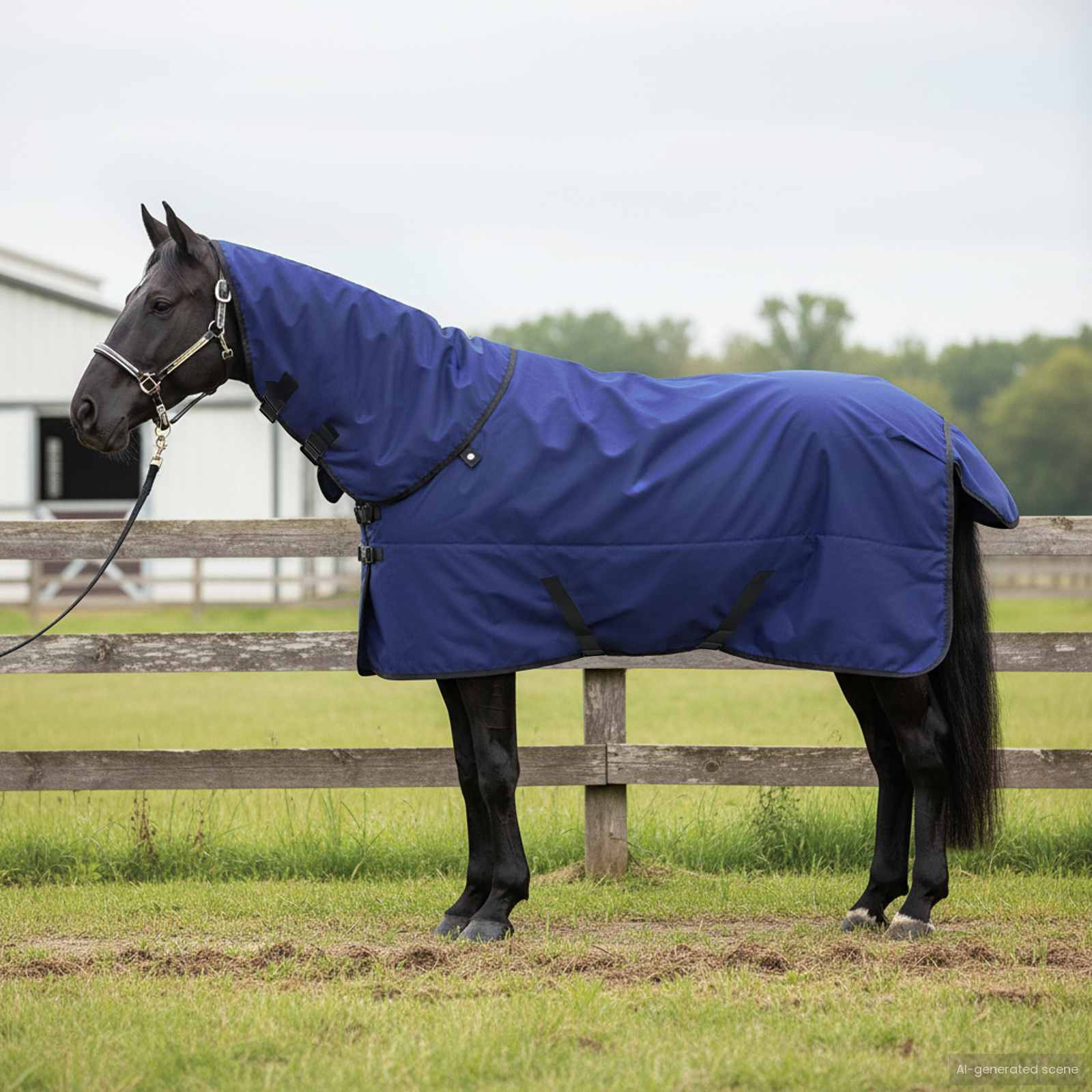 Hestetæppe Mørk Grøn og Sort 95 cm Polyester