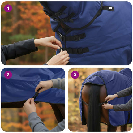 Hestetæppe Fuldt Marineblå 105 cm Polyester