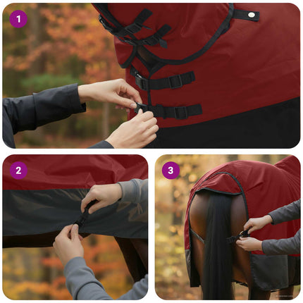 Hestetæppe Bordeaux og Sort 105 cm Polyester