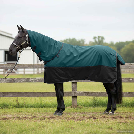 Hestetæppe Mørk Grøn og Sort 75 cm Polyester