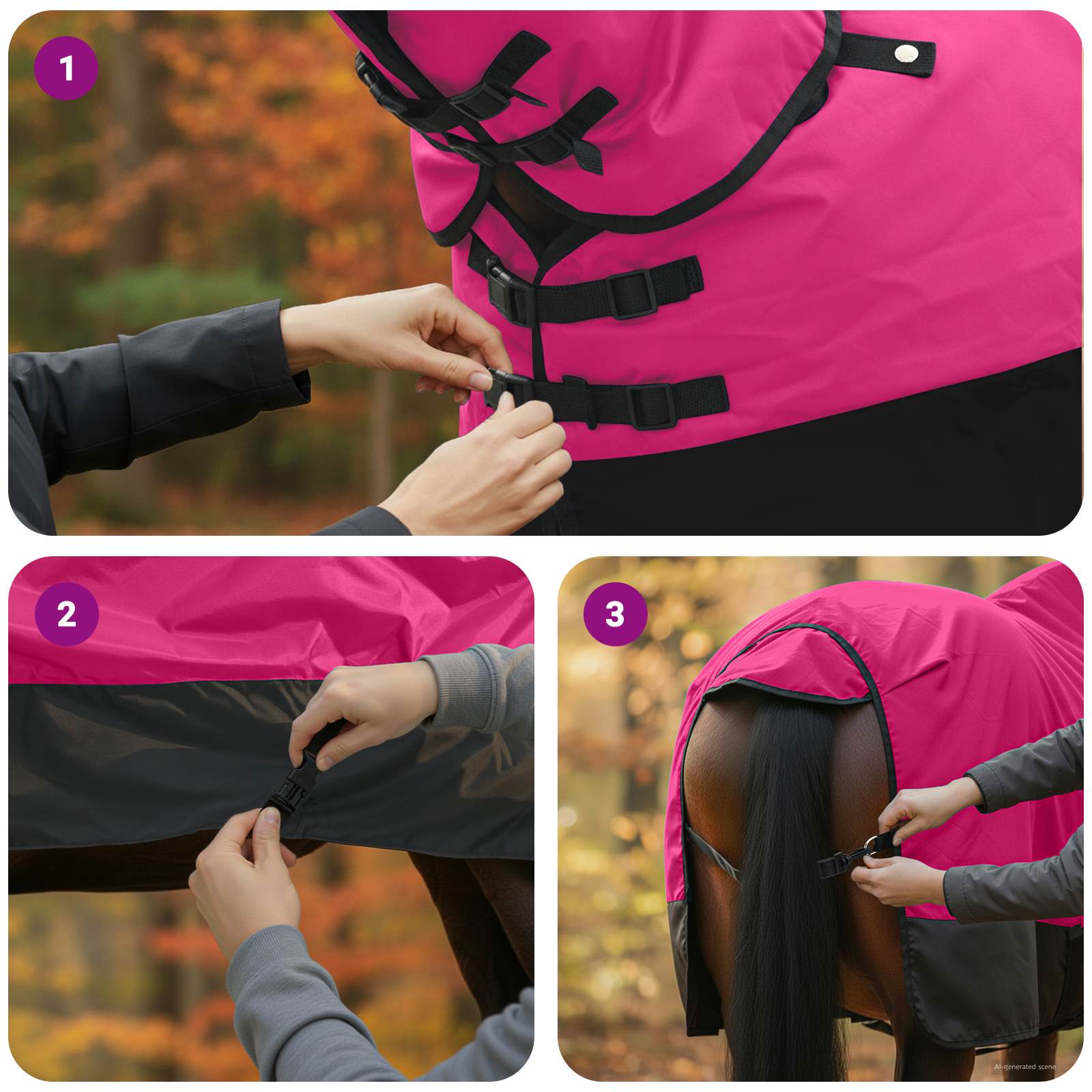 Hestetæppe Pink og Sort 95 cm Polyester