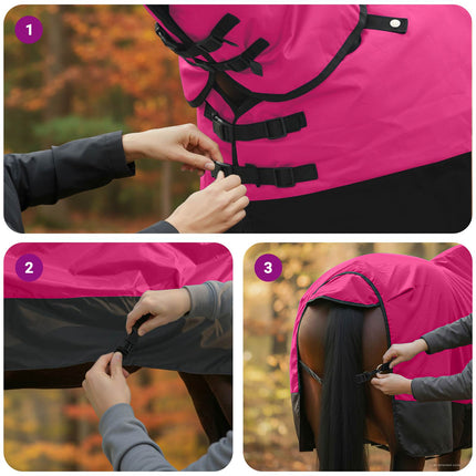 Hestetæppe Pink og Sort 115 cm Polyester