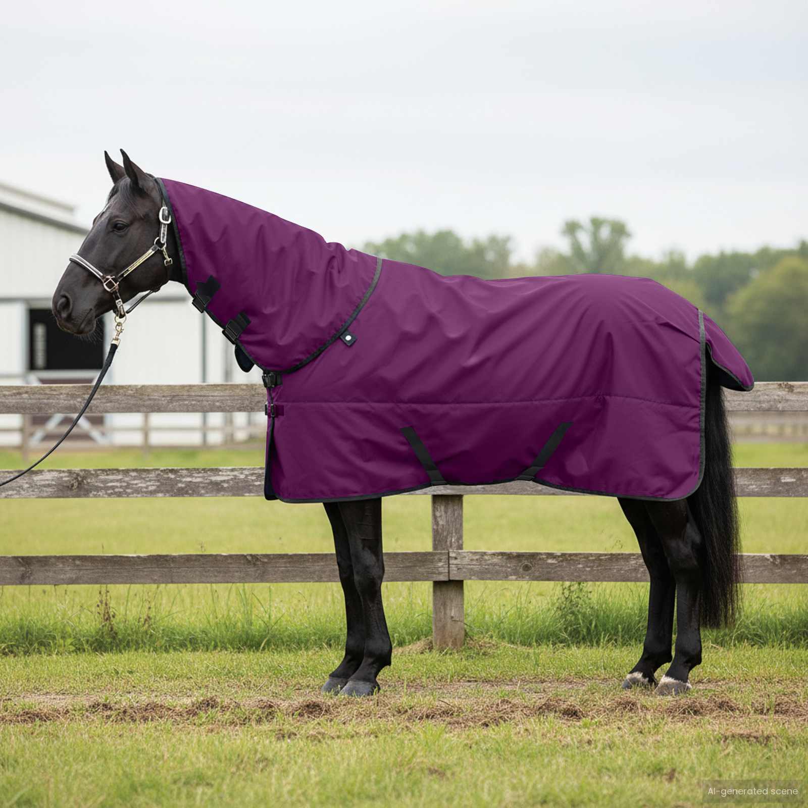 Hestetæppe Mørk Grøn og Sort 135 cm Polyester