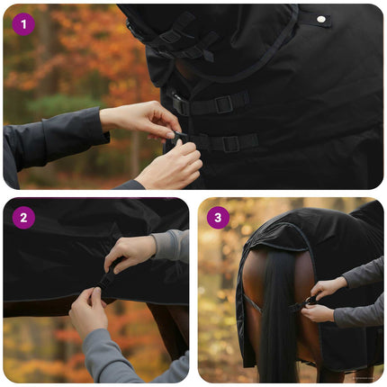 Hestetæppe Mørk Grøn og Sort 135 cm Polyester