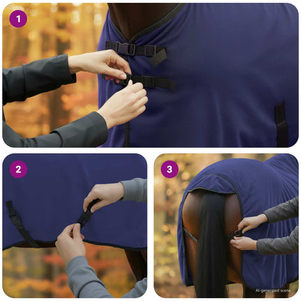 Hestetæppe Mørkeblå 85 cm Polyester Fleece