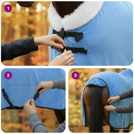 Hestetæppe Fuldt aqua 135 cm Polar fleece
