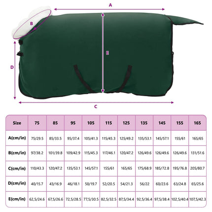 Hestetæppe Mørkegrøn 95 cm Polar fleece