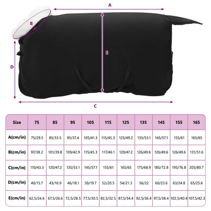 Hestetæppe Sort 115 cm Polar fleece