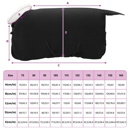 Hestetæppe Sort 145 cm Polar fleece