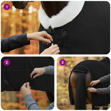 Hestetæppe Sort 165 cm Polar fleece