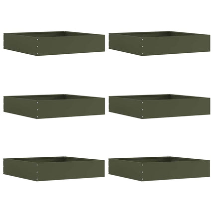 Plænekant 6 pcs Oliven grøn 60 x 60 x 13 cm Stål