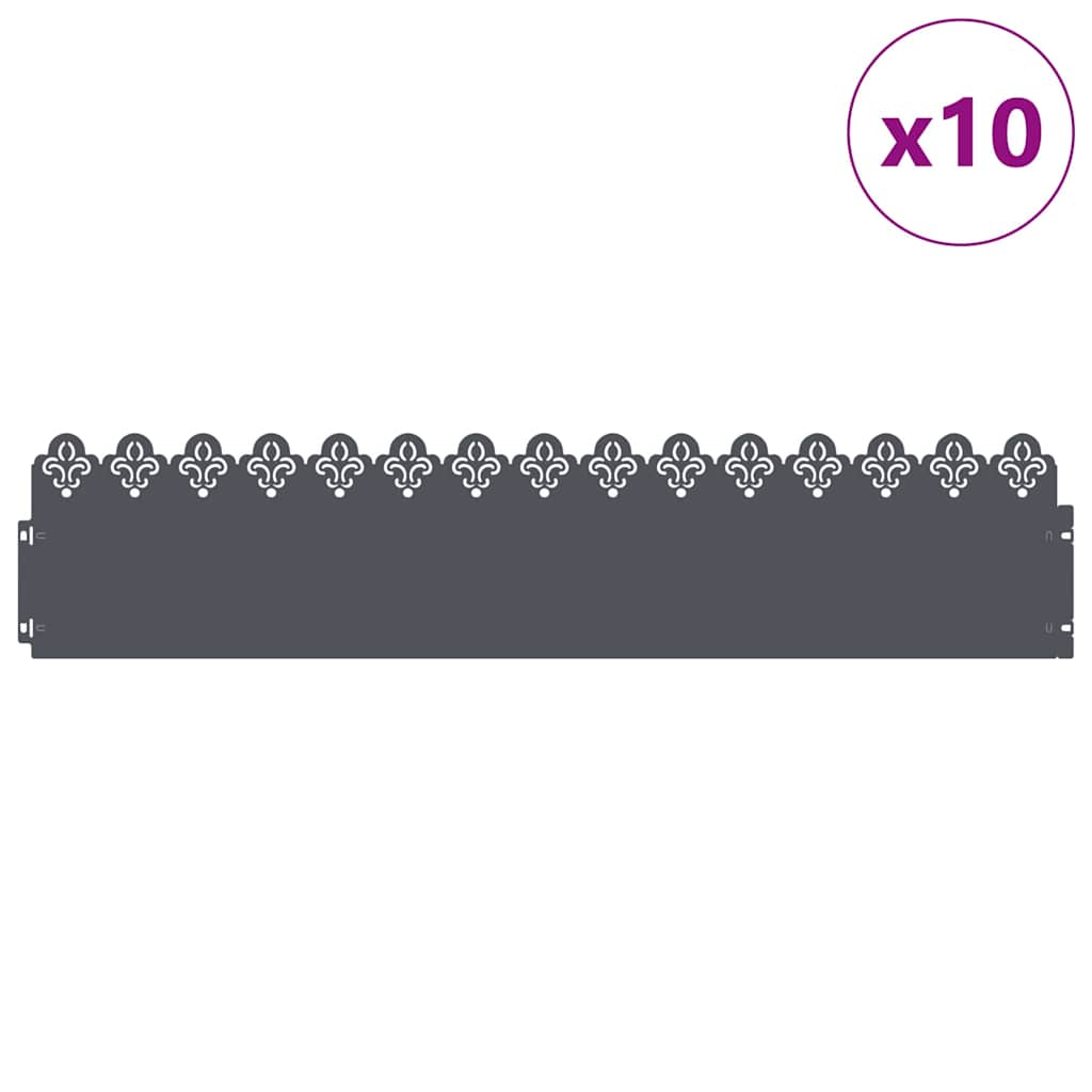 Plænekanter 10 pcs Antracit 103 x 0,05 x 22 cm Stål