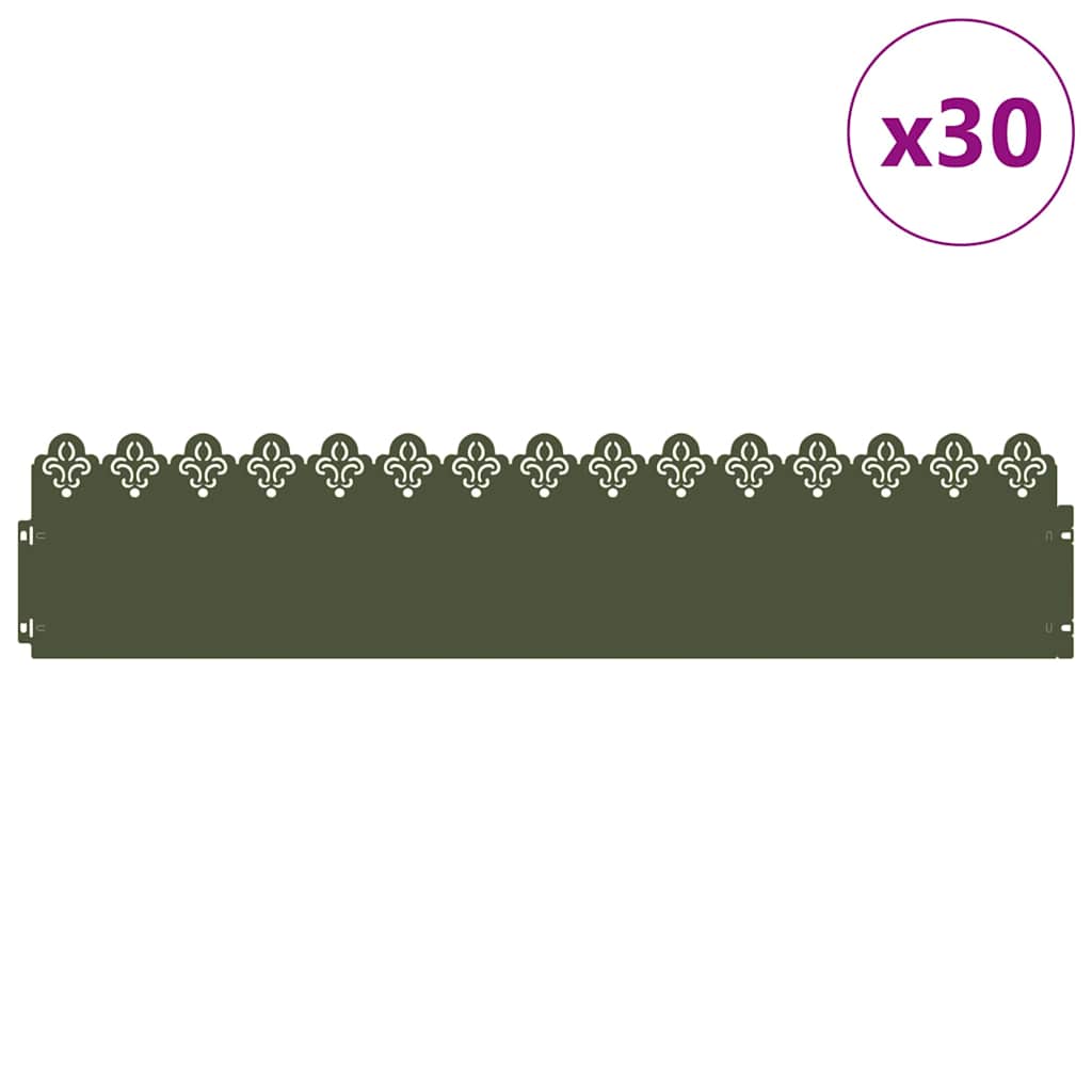 Plænekanter 30 pcs Oliven grøn 103 x 0,05 x 22 cm Stål