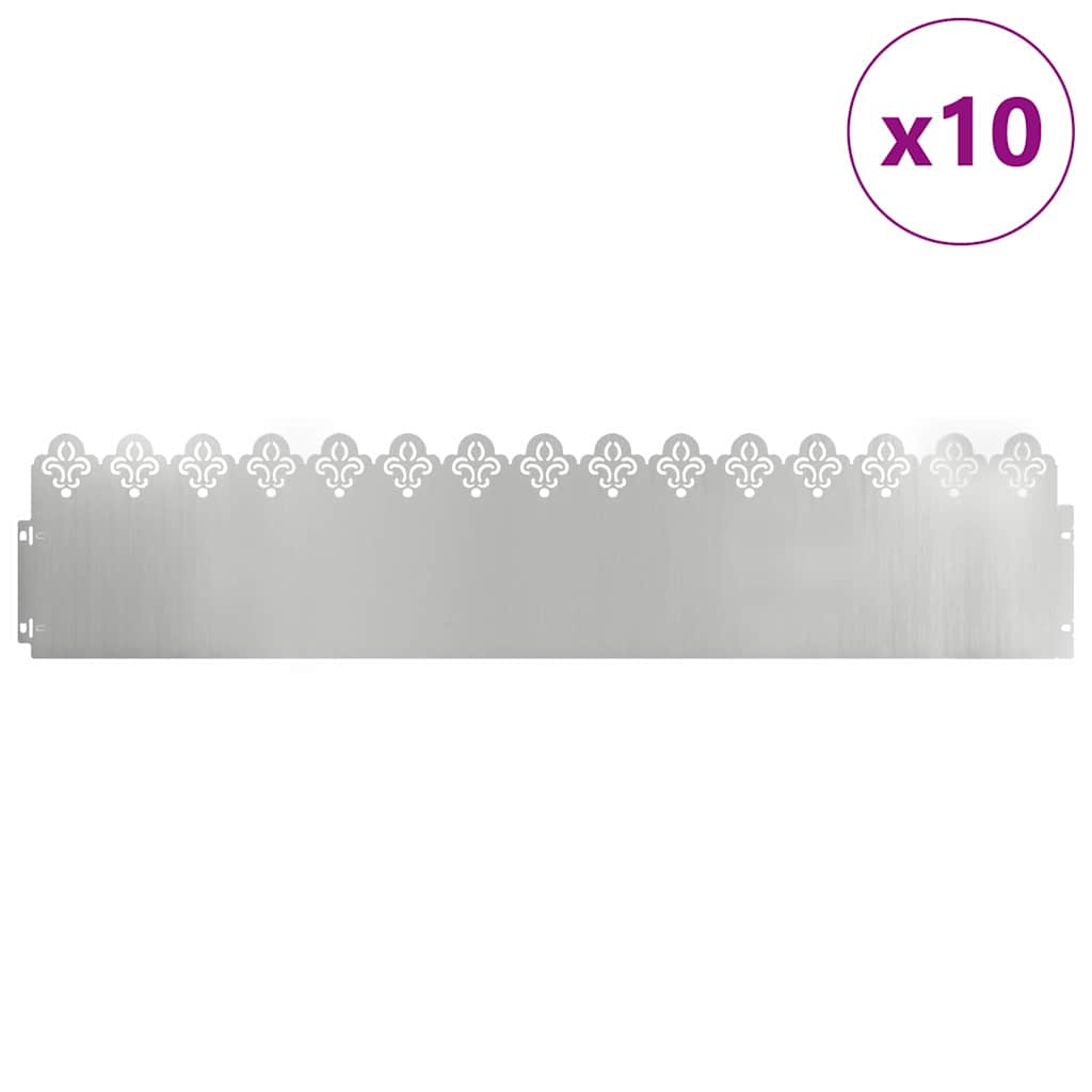 Plænekanter 10 pcs Sølv 103 x 0,05 x 22 cm Galvaniseret stål