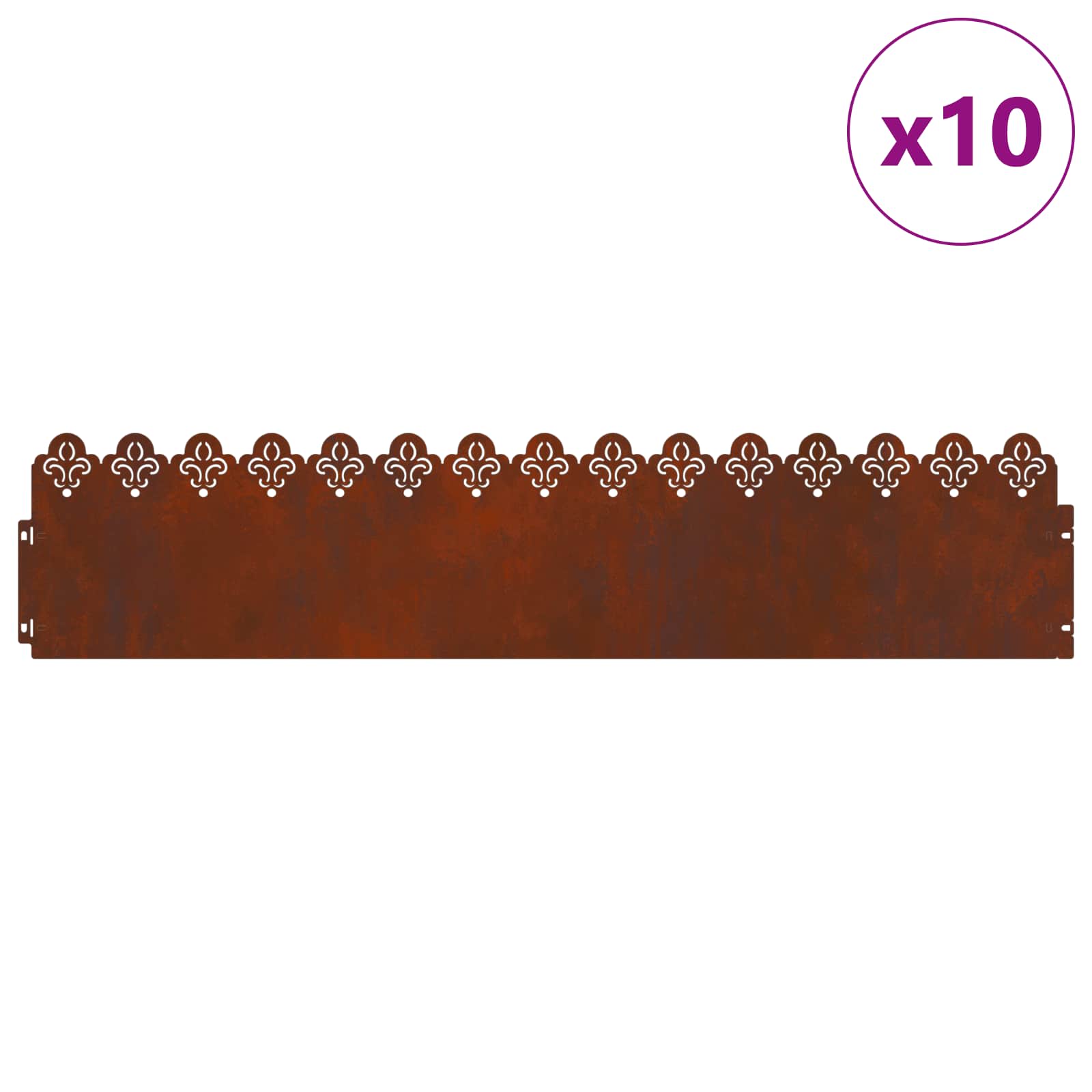 Plænekanter 10 pcs Rusten 103 x 0,05 x 22 cm Cortenstål