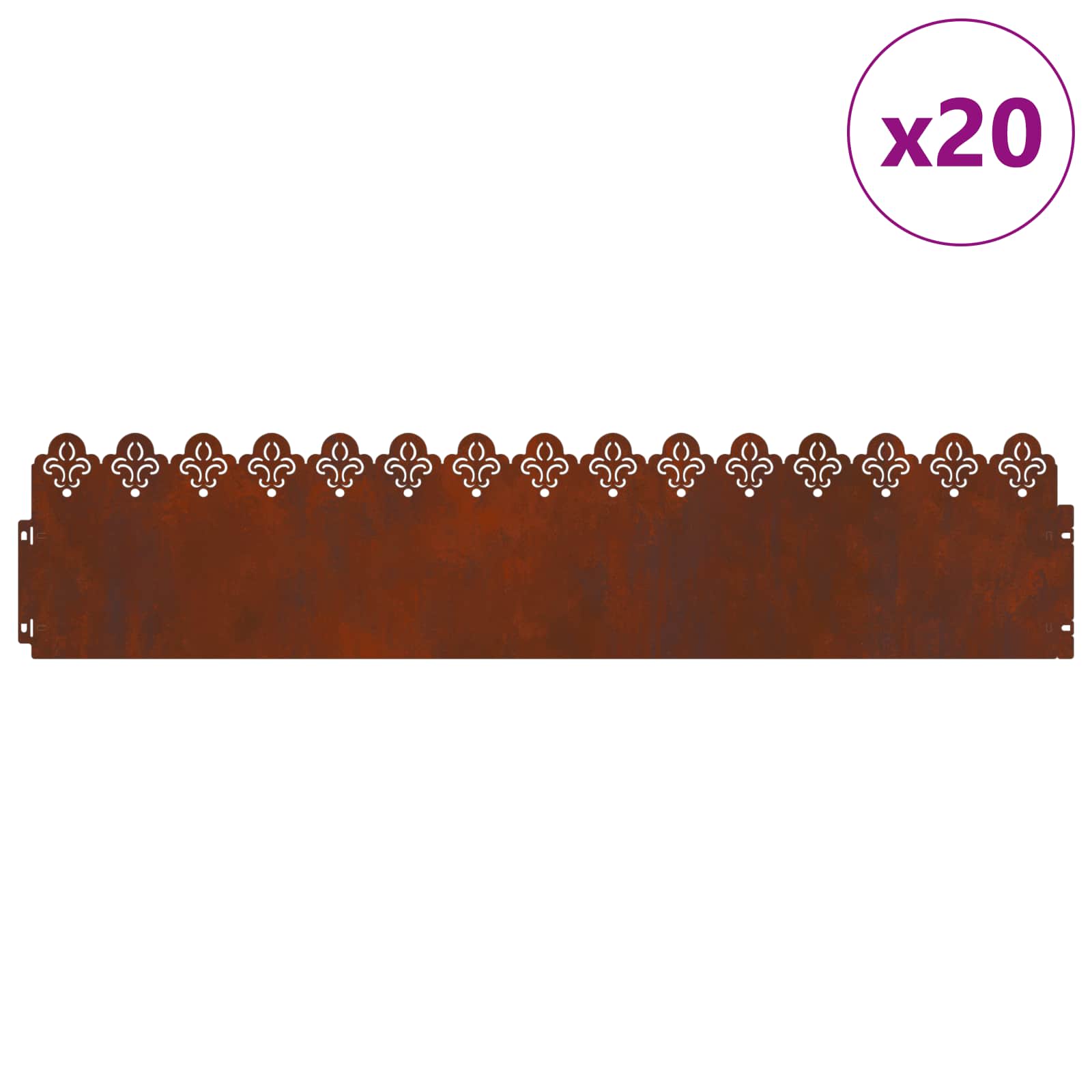 Plænekanter 20 pcs Rusten 103 x 0,05 x 22 cm Cortenstål