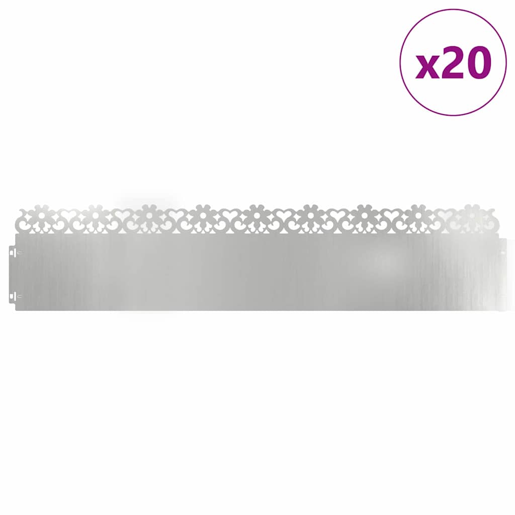 Plænekanter 20 pcs Sølv 103 x 0,05 x 22 cm Galvaniseret stål