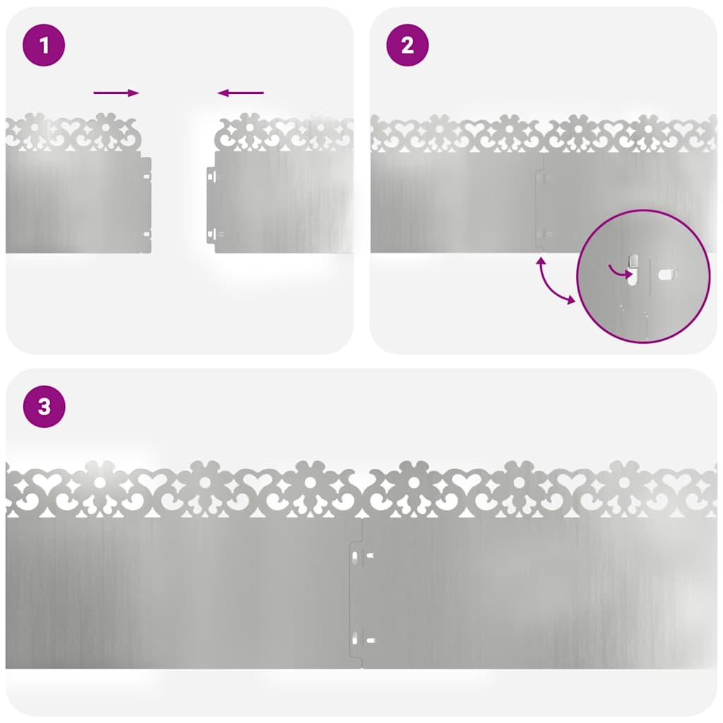 Plænekanter 30 pcs Sølv 103 x 0,05 x 22 cm Galvaniseret stål
