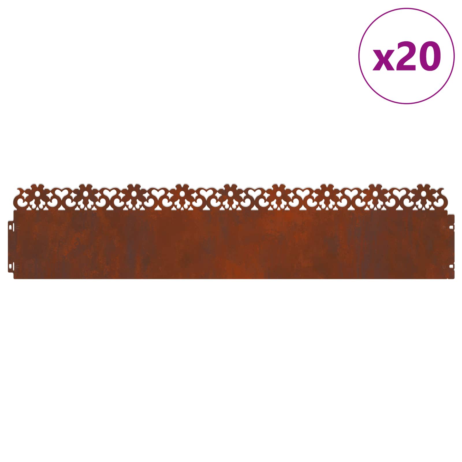 Plænekanter 20 pcs Rusten 103 x 0,05 x 22 cm Cortenstål
