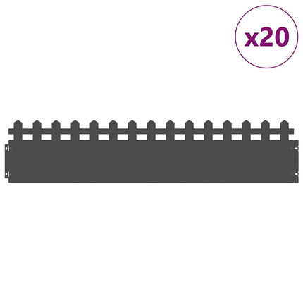 Plænekanter 20 pcs Sort 103 x 0,05 x 22 cm Stål