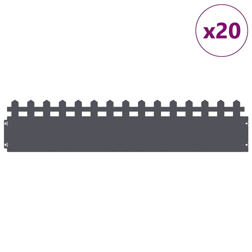 Plænekanter 20 pcs Antracit 103 x 0,05 x 22 cm Stål