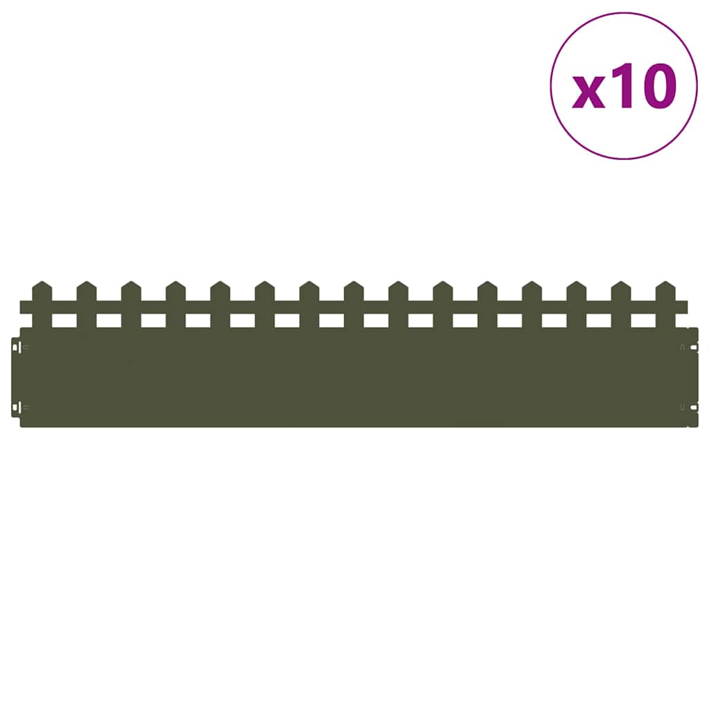 Plænekanter 10 pcs Oliven grøn 103 x 0,05 x 22 cm Stål