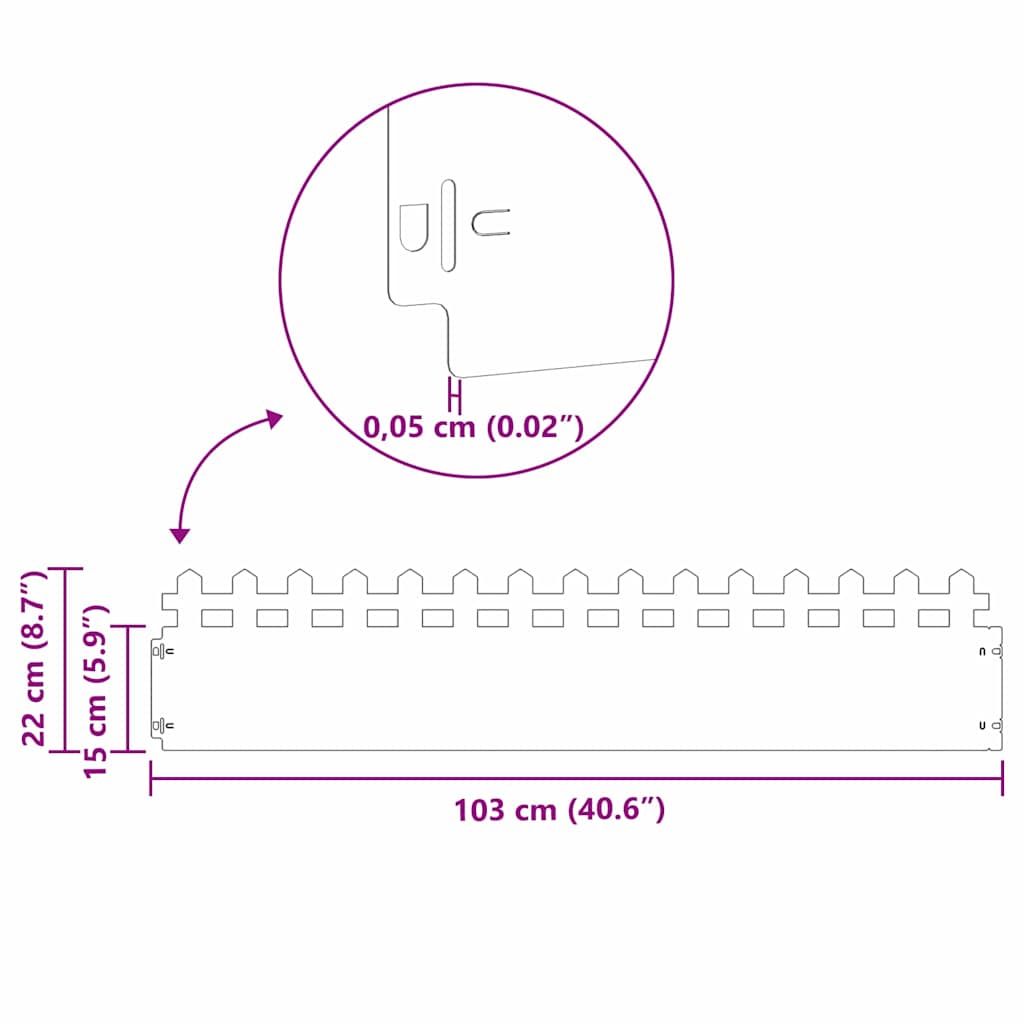 Plænekanter 20 pcs Oliven grøn 103 x 0,05 x 22 cm Stål