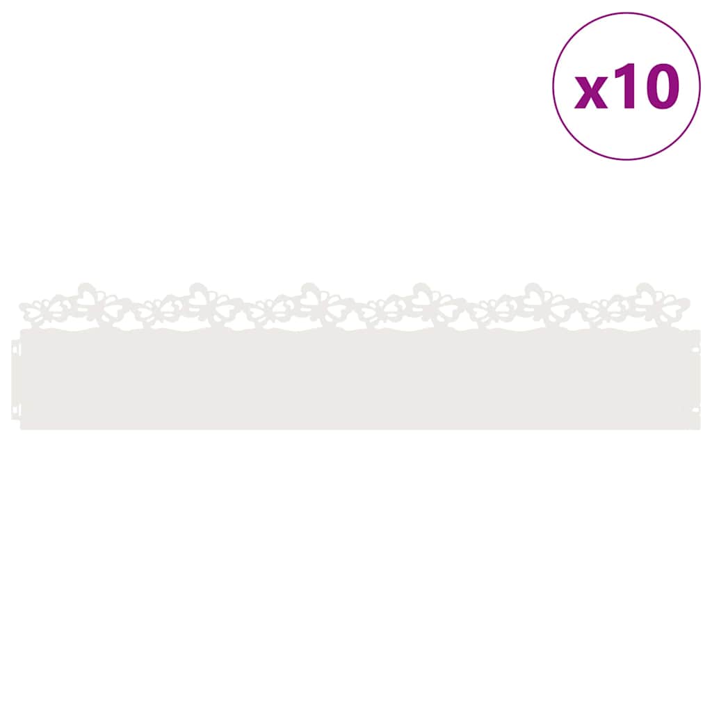 Plænekanter 10 pcs Hvid 103 x 0,05 x 22 cm Stål