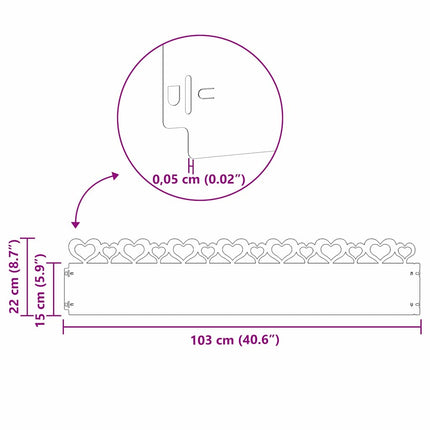 Plænekanter 10 pcs Sort 103 x 0,05 x 22 cm Stål