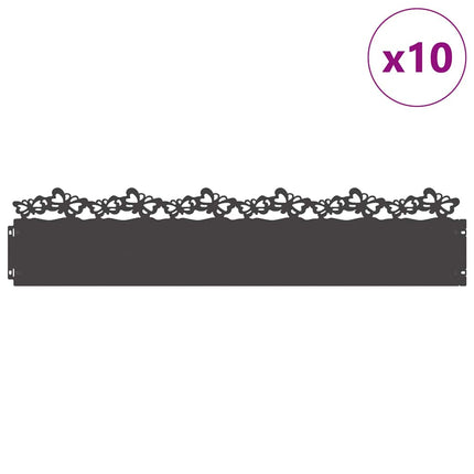 Plænekanter 10 pcs Sort 103 x 0,05 x 22 cm Stål