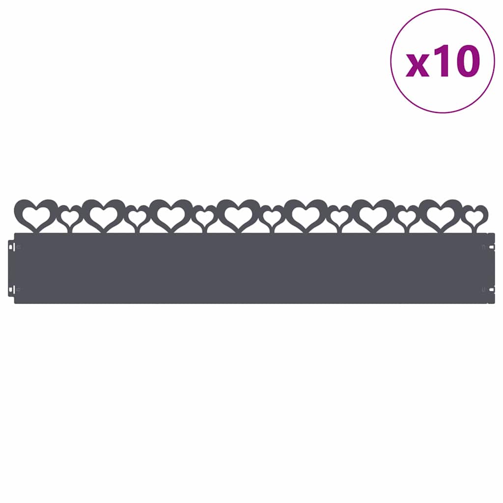 Plænekanter 10 pcs Antracit 103 x 0,05 x 22 cm Stål