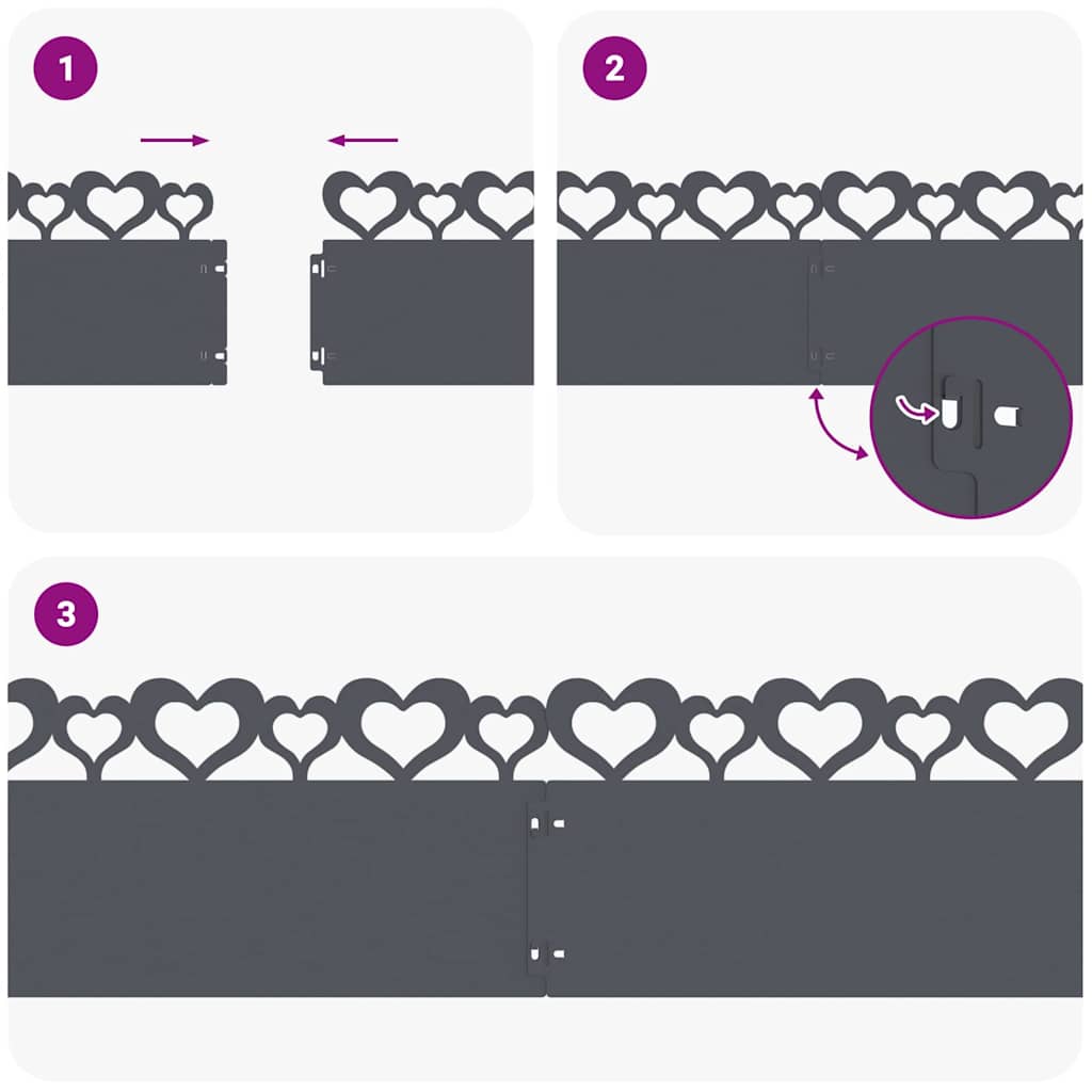 Plænekanter 30 pcs Antracit 103 x 0,05 x 22 cm Stål