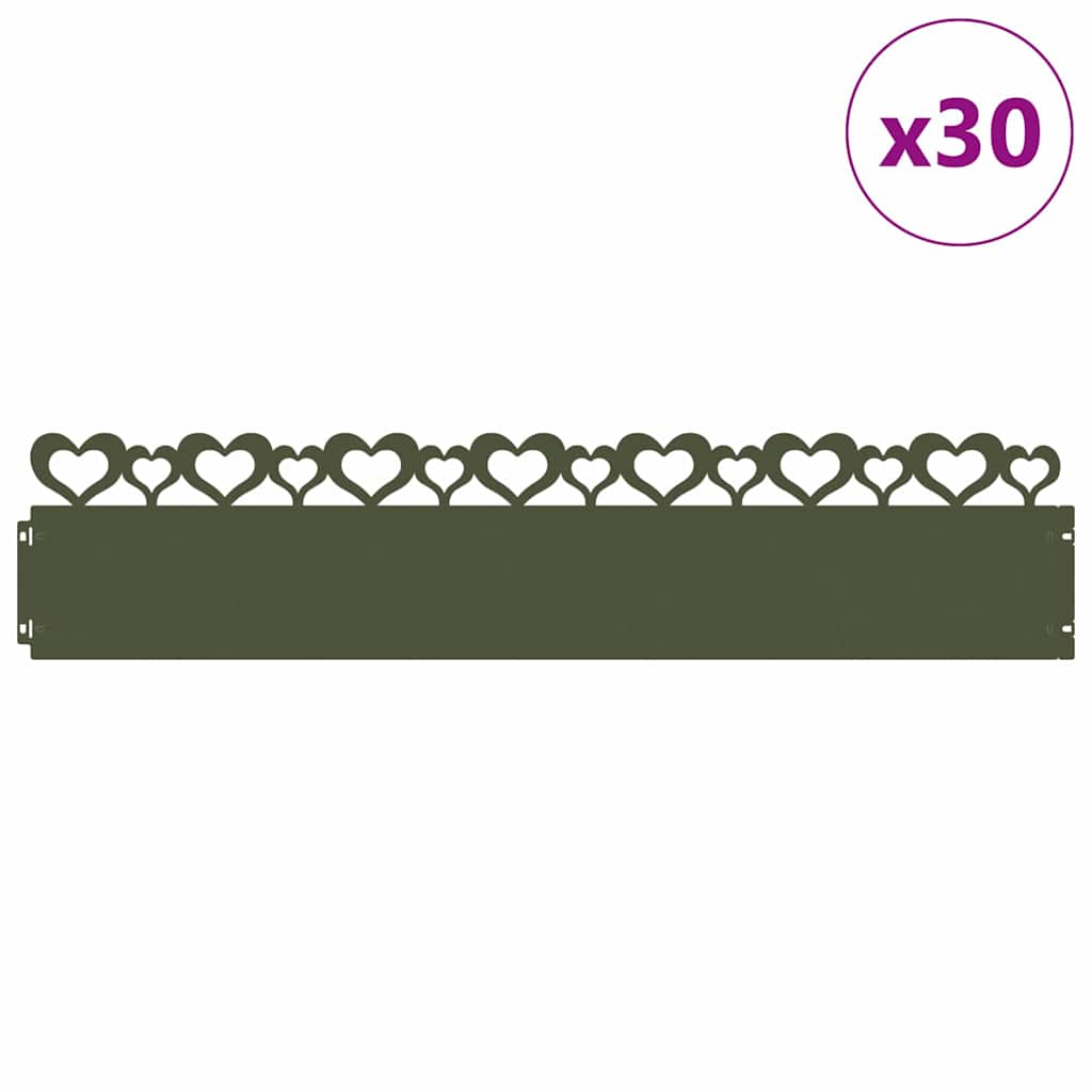 Plænekanter 30 pcs Oliven grøn 103 x 0,05 x 22 cm Stål