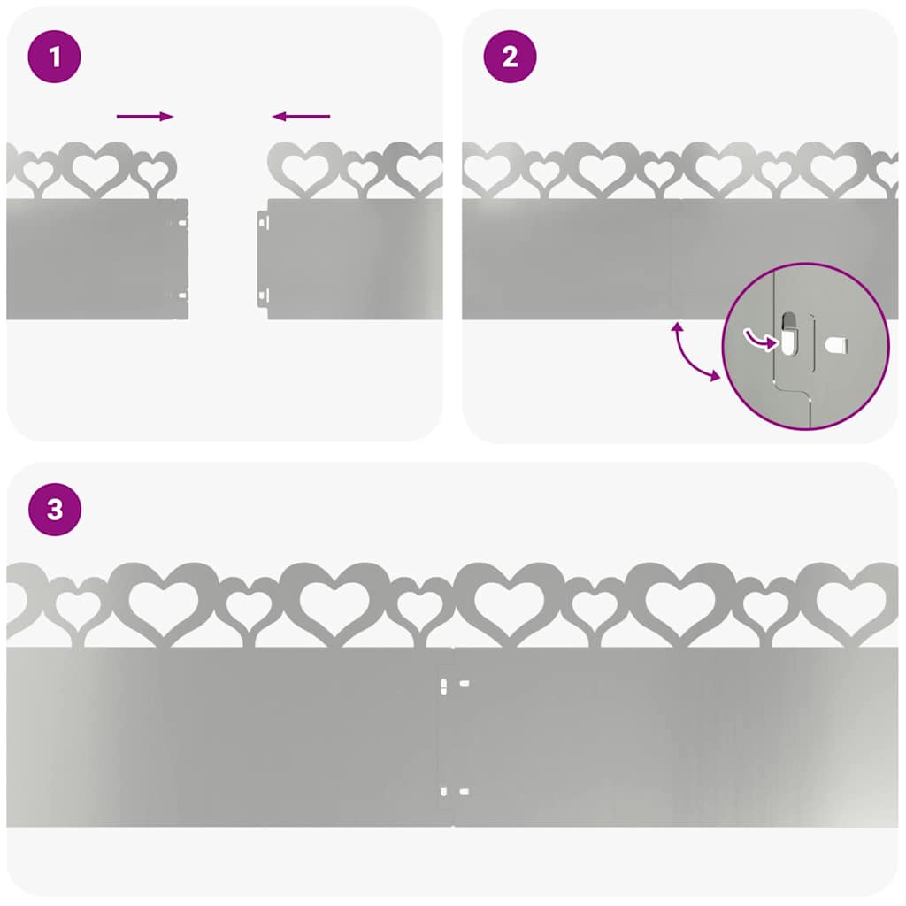 Plænekanter 10 pcs Sølv 103 x 0,05 x 22 cm Galvaniseret stål