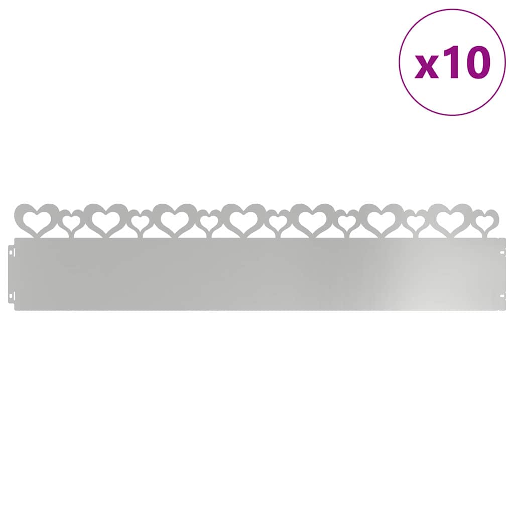 Plænekanter 10 pcs Sølv 103 x 0,05 x 22 cm Galvaniseret stål